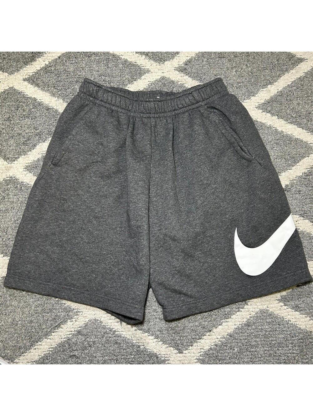 Nike Sportswear Club Shorts Mens Medium Gray BIG Swoosh Running